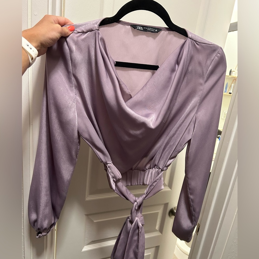 Purple ZARA silk top